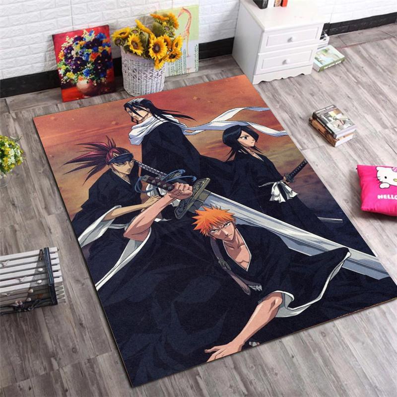 BLEACH Kurosaki Ichigo Bankai Area Rug Non Slip Rubber Back Floor Mat Washable Anime Carpet For Otaku Bedroom Home Decor