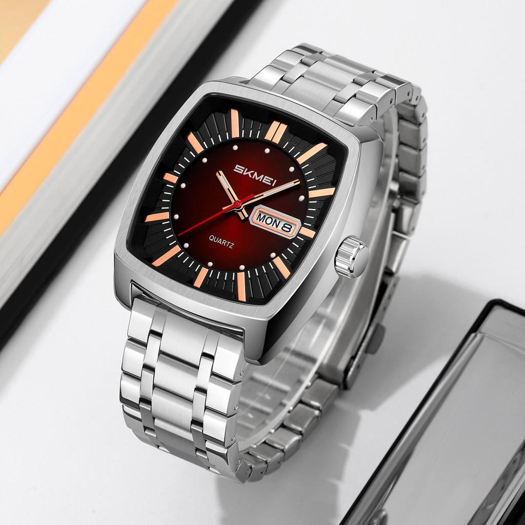 Luxury Quartz Mens Casual Watches Square Quartz Movement Waterproof Mens Wristwatches Date Week Display Male Clock