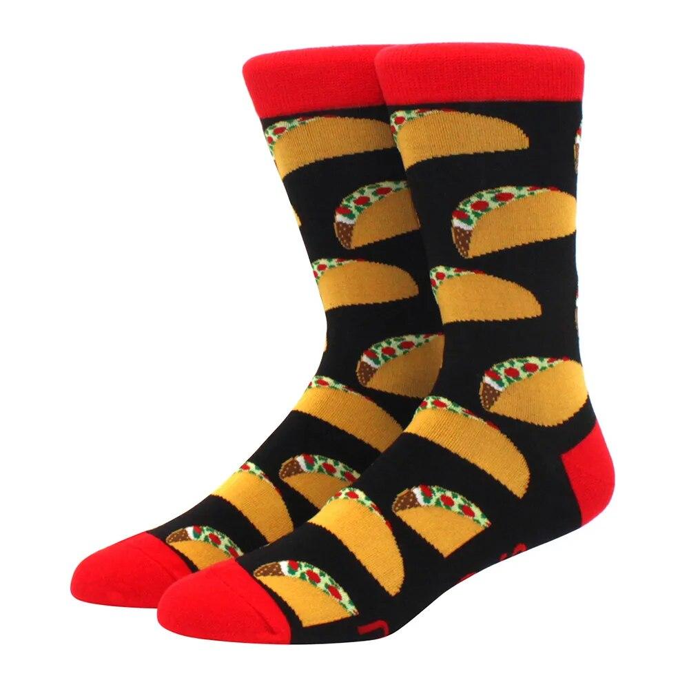 1 пара мужских забавных хип-хоп носков средней длины с принтом скейтборда, пива, счастливого искусства, EU38-46