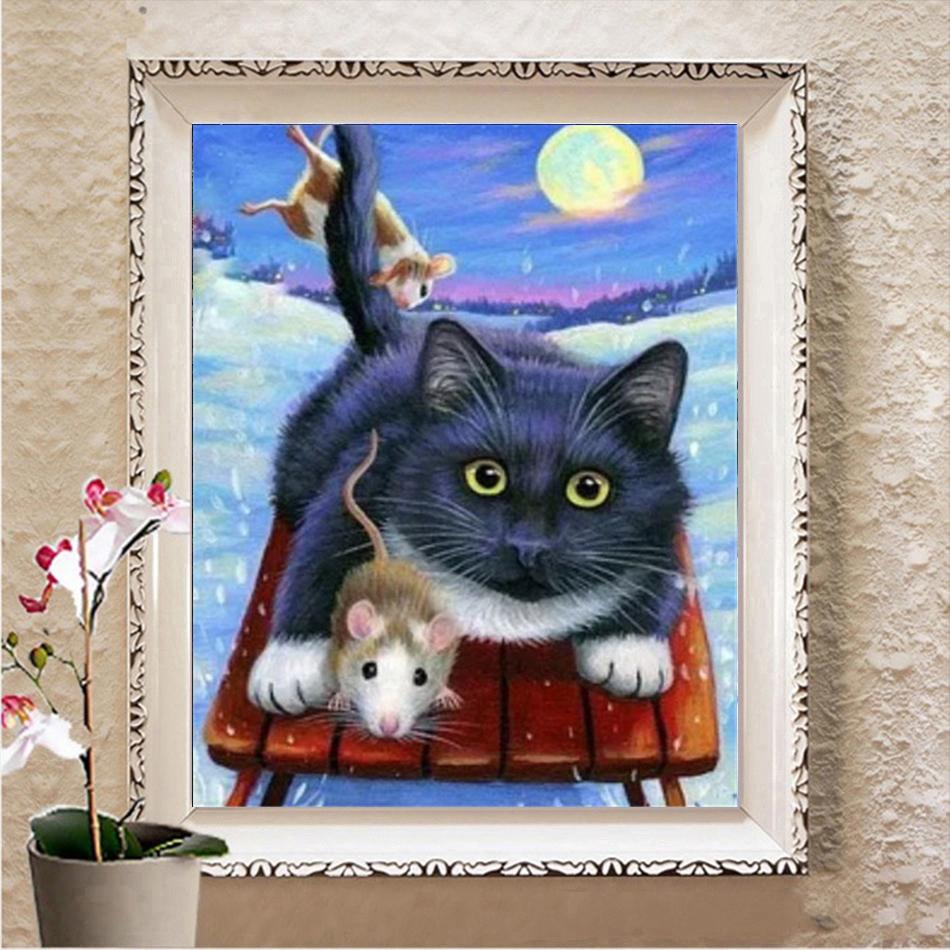 Алмазная картина 5d Полная квадратная дрель Алмазная вышивка Крестом Животное Мозаика Зимняя настенная художественная декорация