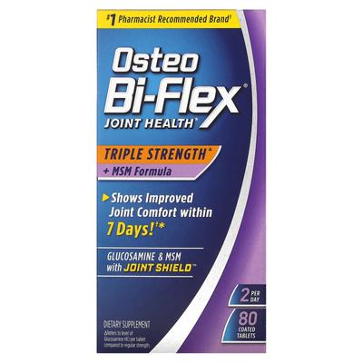 Osteo Bi-Flex, здоровье суставов, тройная сила + формула МСМ, 80 таблеток в оболочке