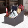 Desk Faux Leather Storage Box Stationery Organizer MultiFunction Supplies Coffee Color 3 Grid