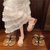 Thick Bottom Cover Toe Cool Slippers for Women To Wear 2025 Summer New Rhinestone Thin Belt Muffin Versatile Sandals for Women