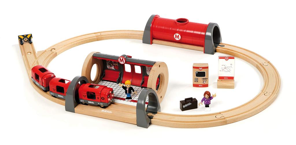 BRIO WORLD Набор Метро [20 деталей] Возраст 3 года и старше (Игрушечный поезд, деревянный, рельсы) 33513