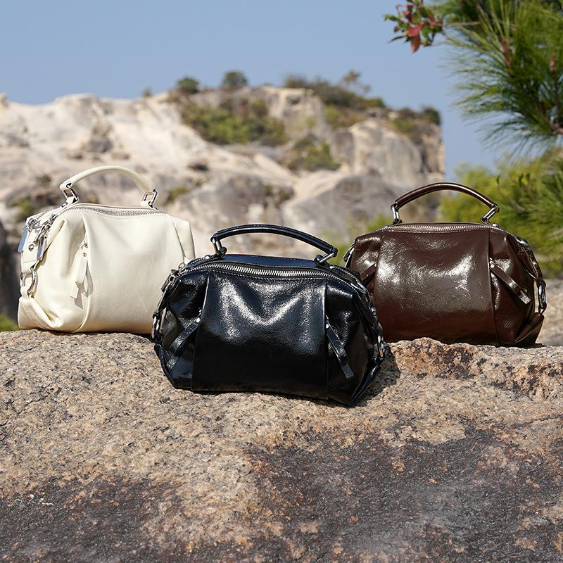 Весна и Лето Европейская и Американская Бостонская Сумка Натуральная Кожа Женская Сумка Сумка-Подушка Сумка-Тоут Новая Кожа Премиум-Класса На Плечо Кросс-Боди