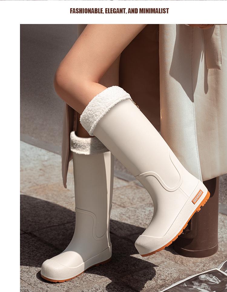 Женские водонепроницаемые противоскользящие длинные резиновые сапоги - модная резиновая обувь в корейском стиле для ношения на открытом воздухе