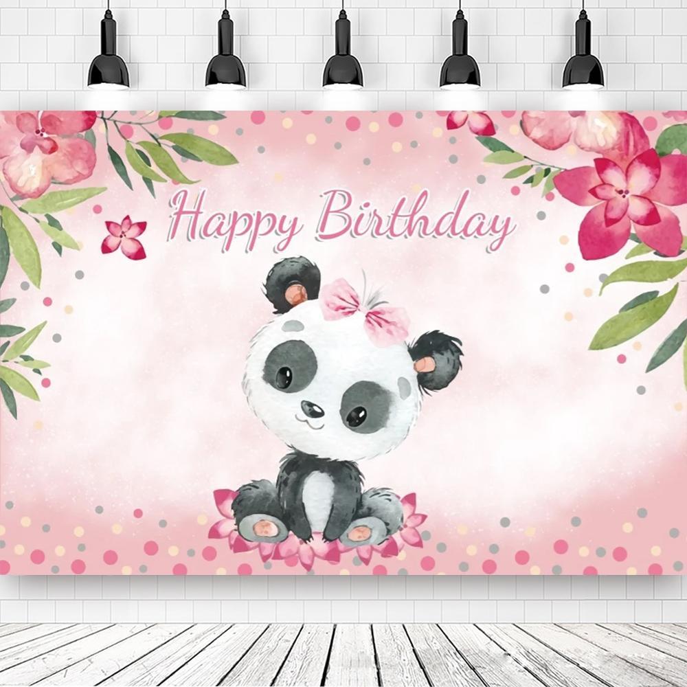 Panda Birthday Party Bamboo Cartoon Poster custom Baby Newborn Portrait Photo Backgrounds Photography Photocall Photo Studio