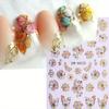 5D Наклейки для ногтей Блестящие Золотые Цветы Маргаритки Геометрические Линии Декор Акриловые Тисненые Слайдеры Золотая Рамка Весенние Наклейки для Ногтей Маникюр с Сакурой