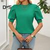 Женские трикотажные топы с круглым вырезом, коротким рукавом, однотонные летние топы, дышащие эластичные футболки для отдыха на открытом воздухе