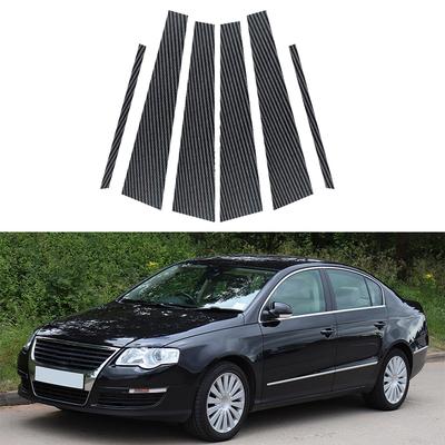 6 шт. для Volkswagen Passat B6 2006-2010 B7 2011-2015 окна двери автомобиля стойки стойки отделка крышка наклейка карбоновое волокно черные наклейки