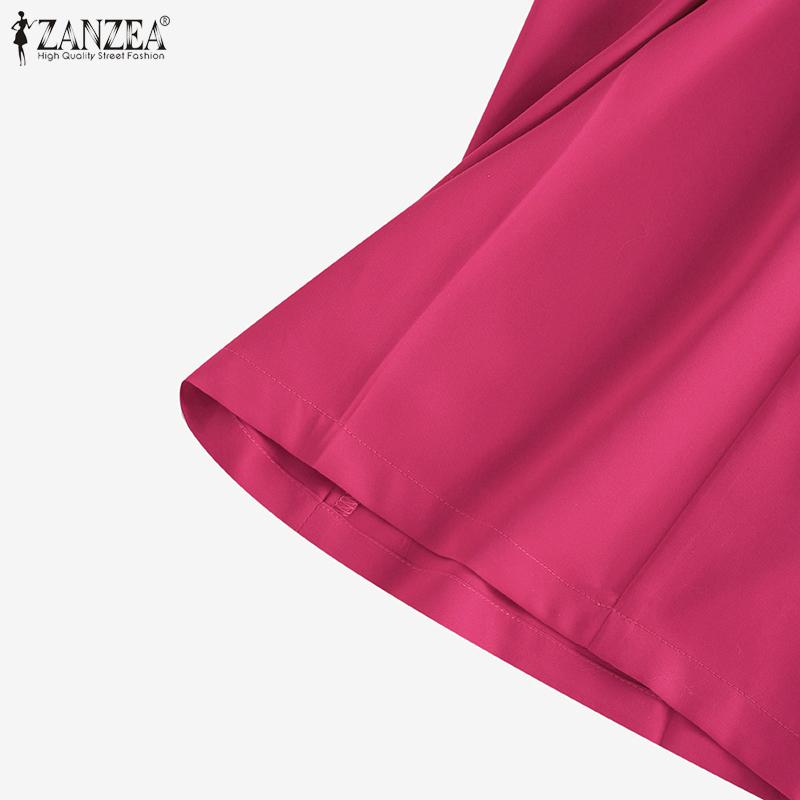 ZANZEA Spring Women Wide Leg Pants Elastic High Waist Long Trousers