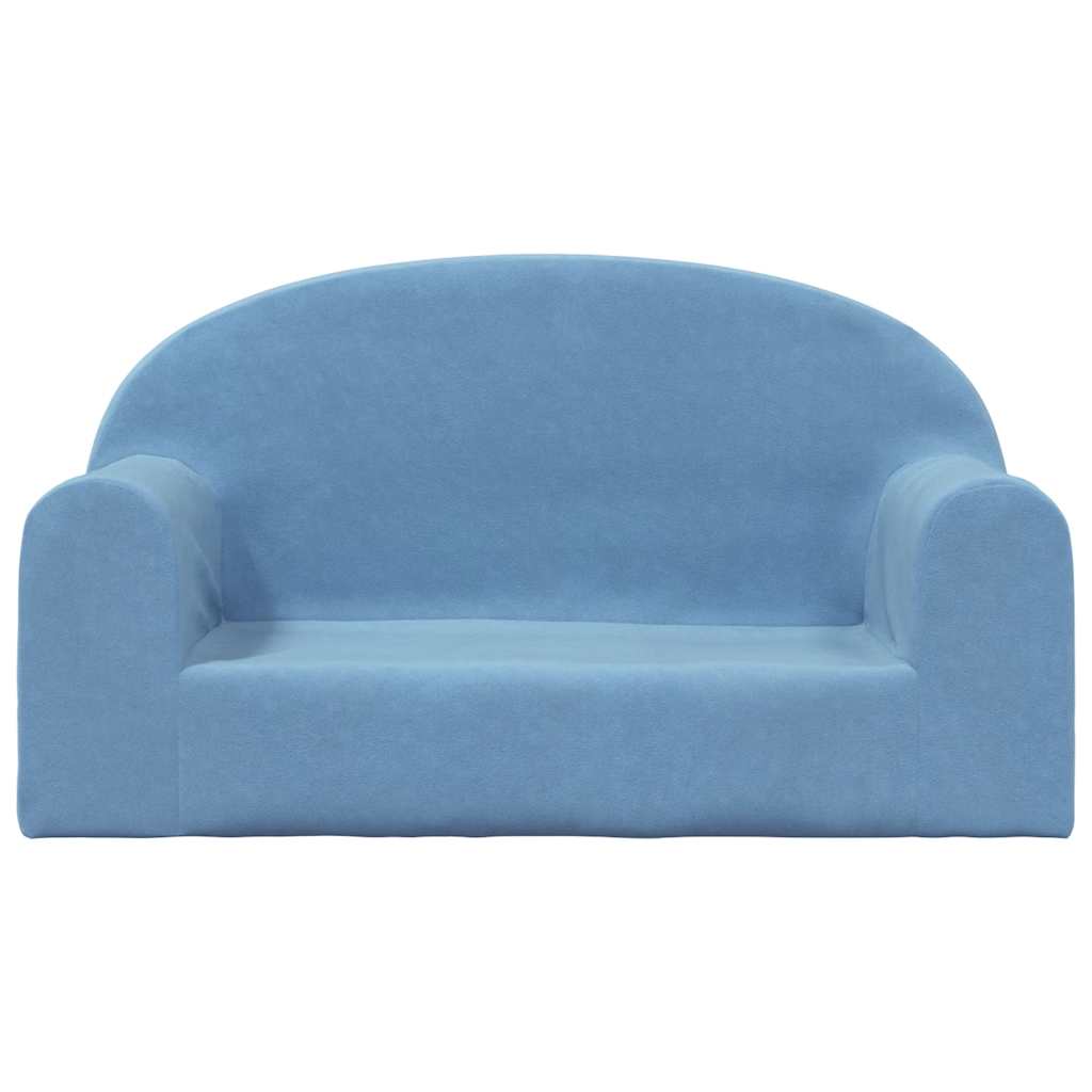 Kids 2 Seater Sofa Blue Soft Plush