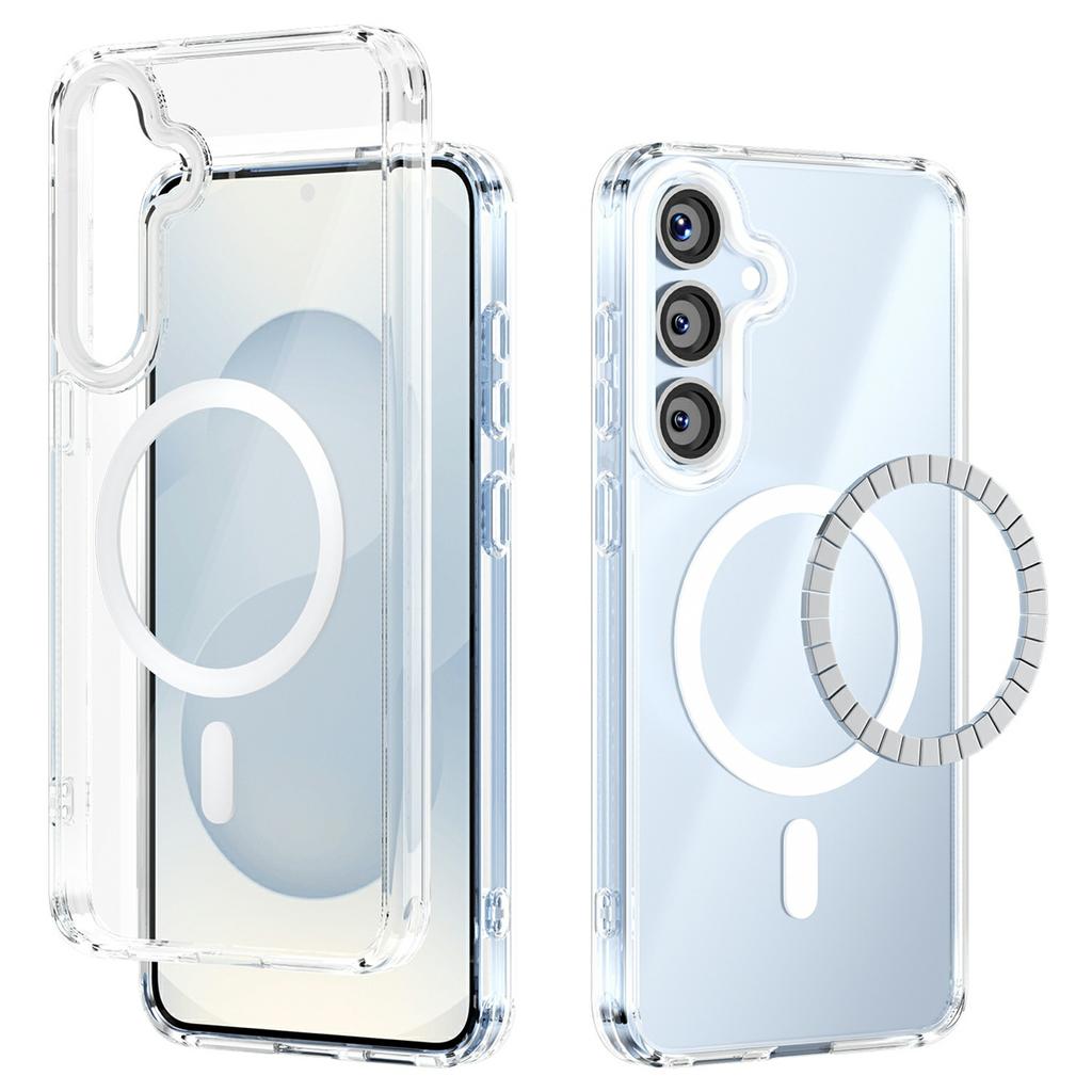 For Samsung Galaxy S25+ Case Compatible with MagSafe Anti Scratch Clear TPU PC Phone Back Cover