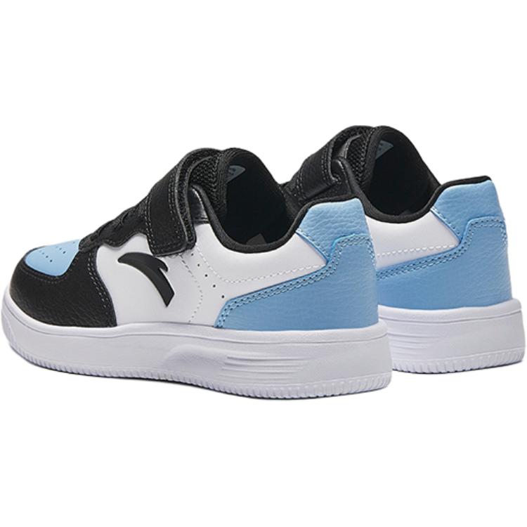 Anta Kids Synthetic Leather Simple Versatile Lightweight Shock Absorption Low-Top Kids Skate Shoes Kids Sneakers Black Blue White A12449988-2