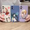 Genshin Design Phone Case For IPhone 14 11 12 13 Pro Max X XR XSMax 6 6S 7 8 Plus SE 2022 Soft Square Color Phone Cover