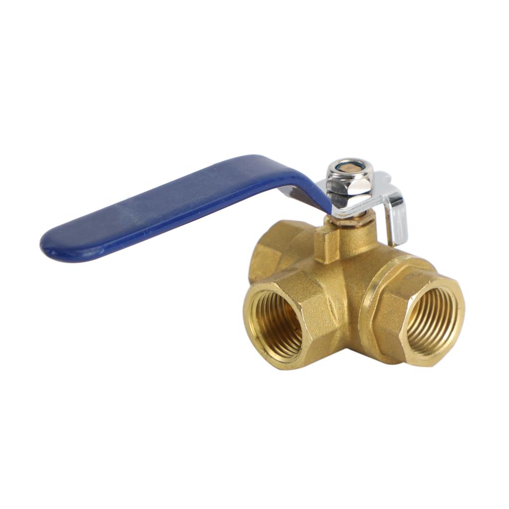 G1/2" 3 Way Ball Valve Three T Port Brass Female Type For Water Oil And Gas