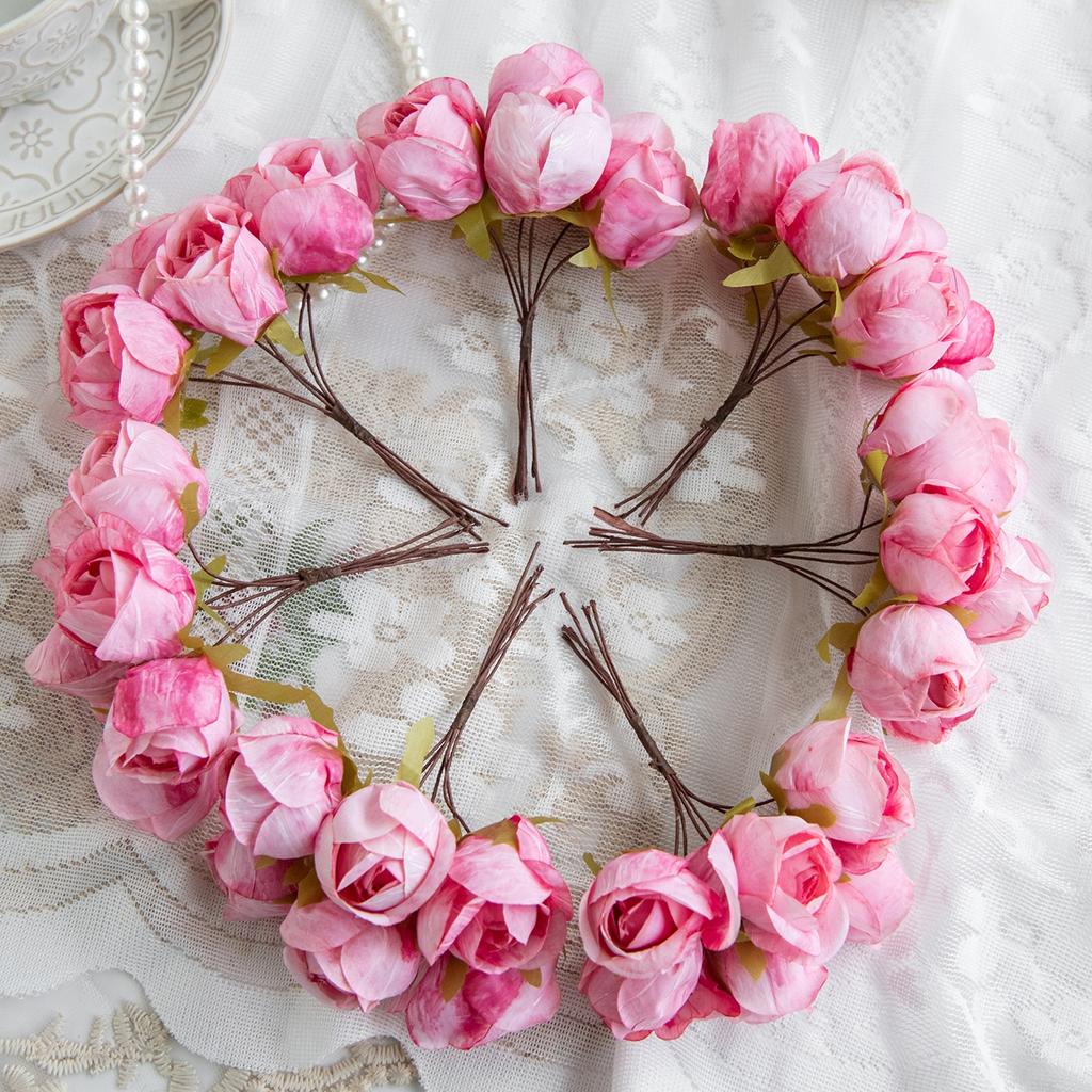 Artificial Flowers Silk Mini Bouquet High Quality Outdoor Garden Wedding Wreath Home Room Table Decora Scrapbook Bridal Diy Gift