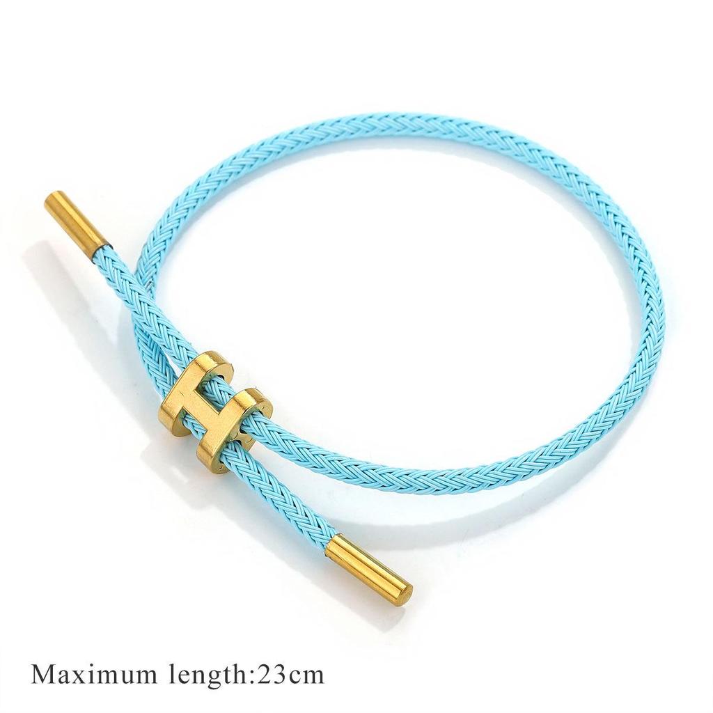 Регулируемый браслет из красной веревки с позолоченной пряжкой I-образной формы 18 карат и титановой сталью с покрытием из твердого золота 3D