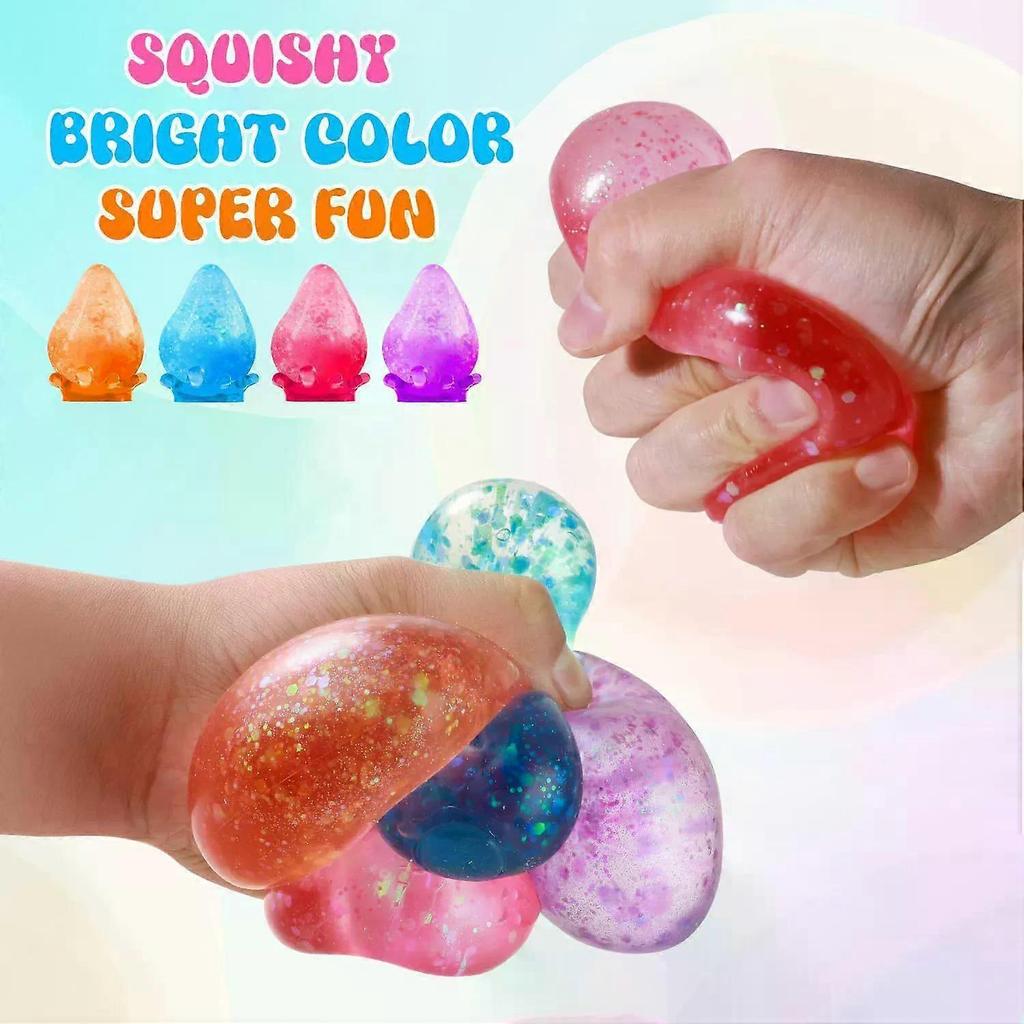 Dream Water Drop Maltose Squishy Toy, Glitter Stretchy Fidget Toy, Stress Relief Sensory Toy for Kids and Adults, 4 Colors