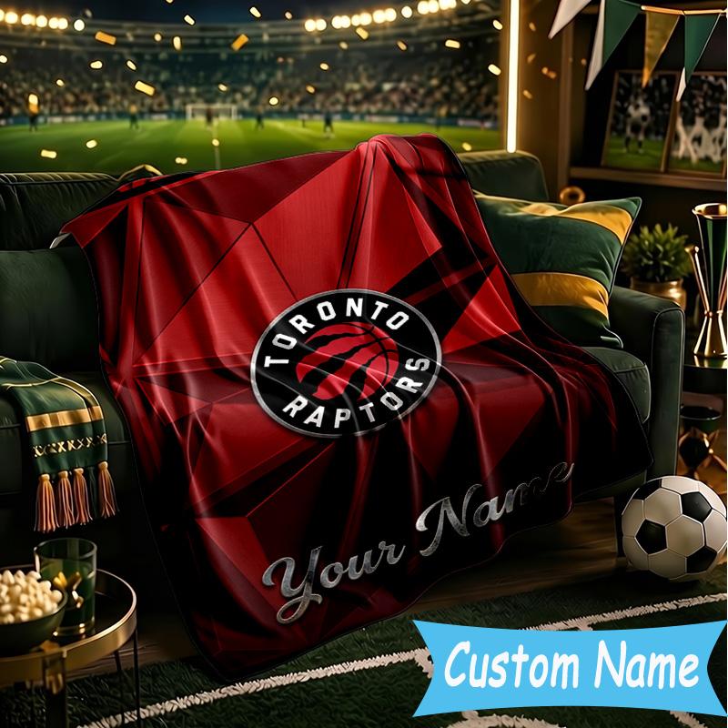 Custom Name Raptors basketball Logo Flannel Blanket, Use for Birthday/Holiday Gift, Soft Blanket for Sofa/Bed/Camping/Office, Home Decor
