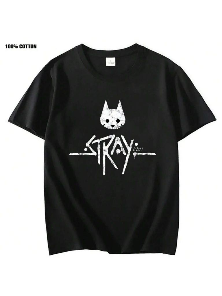Футболка Stray Cat Game Женская одежда 100% хлопок Мужская Унисекс Повседневная Женская Харадзюку Camisas Уличная одежда Футболка с коротким рукавом Игровая футболка