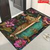 Antique Floral Leopard Bath Doormat Non Slip Washable Low Pile Bathroom Floor Rug Shower Entryway Home Decor