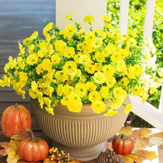 Искусственная ипомея с листьями эвкалипта, устойчивая к ультрафиолетовому излучению, реалистичная искусственная шелковая цветочная композиция для свадебной вечеринки, внутреннего и наружного использования, украшение из искусственного цветка