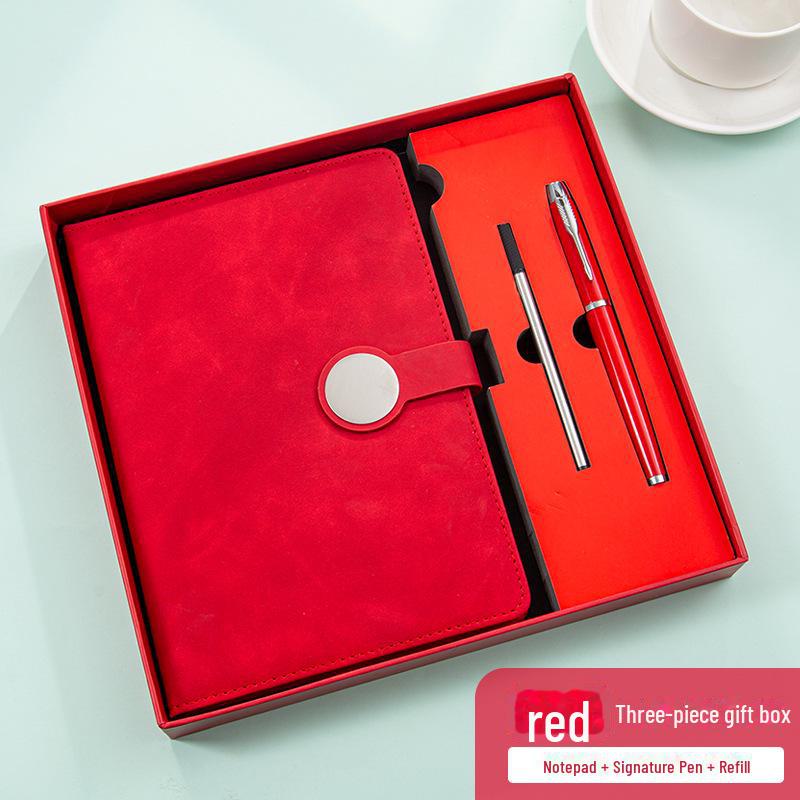 Подарочный набор из ретро-блокнотов высшего качества: В комплект входит блокнот с круглой пряжкой, справочник, USB-накопитель и магнитная застежка для деловых встреч.