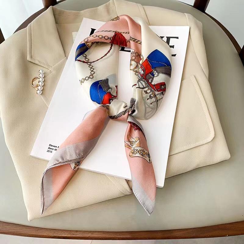 Роскошный шелковый квадратный шарф с принтом для женщин, весенний галстук-бабочка, шаль, накидка, женский 70 см, головной платок, хиджаб, бандана