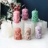 Embossed Santa Candle Silicone Mold Christmas Elk Cylinder Plaster Making Tool Handmade Mold Stripe Column Party Decoration Handmade Gift