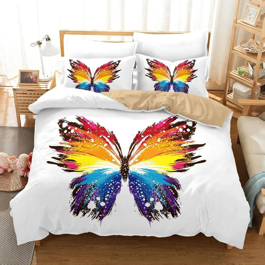 3D Print Fantasy Butterfly Animal Romantic Comfortable Duvet Quilt Cover Pillowcase Bedding Set Bedroom Decoration Home Textile