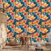 Ink Turquoise and Peach Wallpaper for Living Room and Bedroom 50x1000