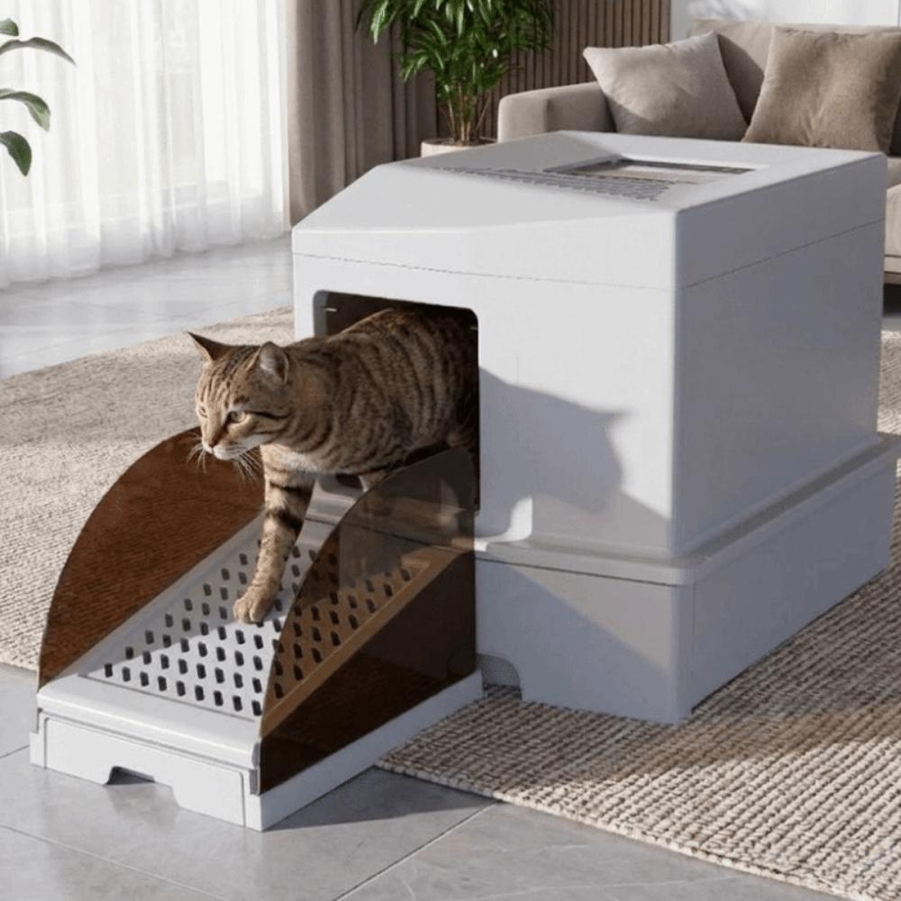 Anti Tracking Cat Litter Ramp with Drawer Adjustable Height Cat Litter Catcher for Cat House