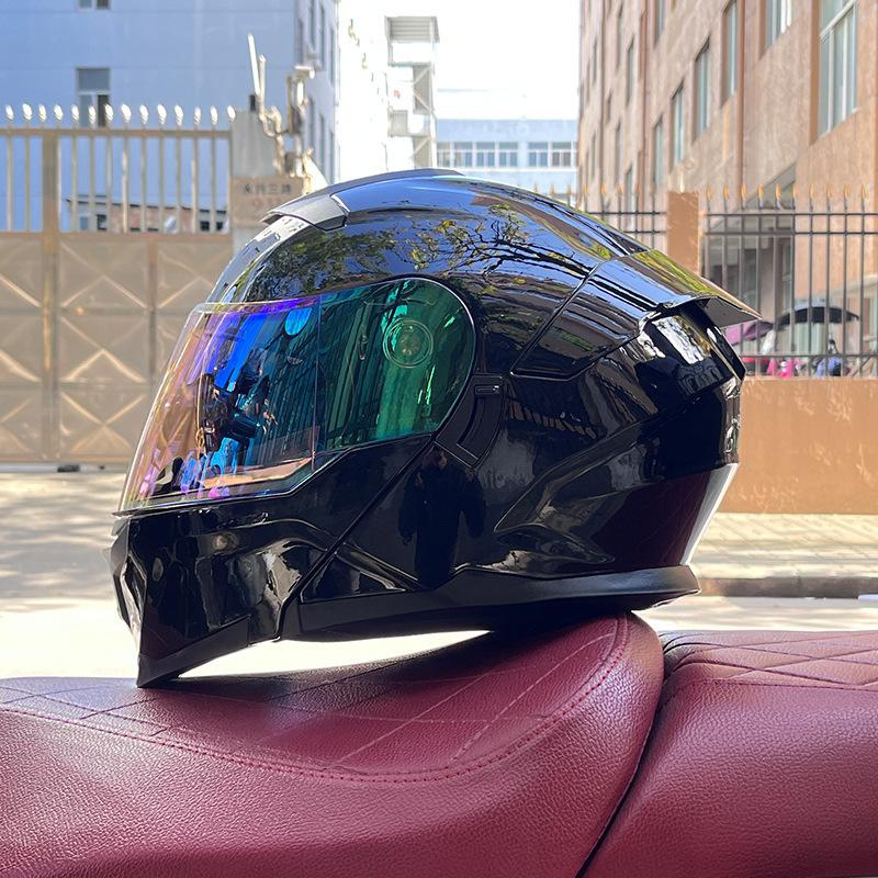 Motorcycle Helmet Peel-off Helmet Men's and Women's Full Helmets Bluetooth Personality Four-season Locomotive Big Tail National Standard