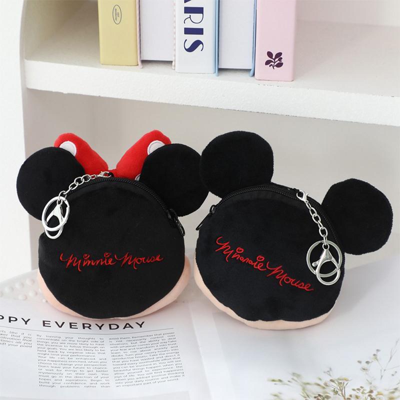 Disney Мультяшная плюшевая мини-косметичка Сумка для наушников с Микки и Минни Чехол для карт Брелок-подвеска для девочки Кошелек