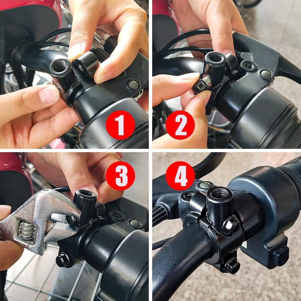 X-STYLE Motorcycle Mirror Stay, Handle, 0.9 Inch (22 Mm), Universal 0.4 Inch (10 Mm),