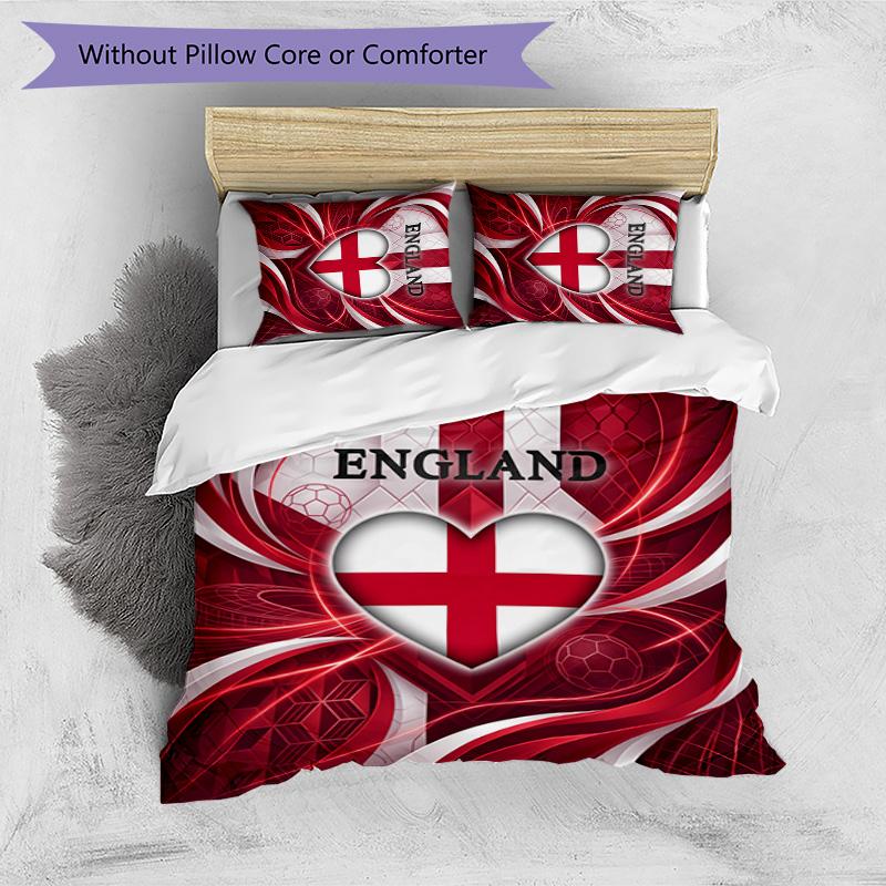 England Football Printed Bedding 3 Piece Set Cozy Breathable Bed Cover Set as Housewarming Holiday Gift