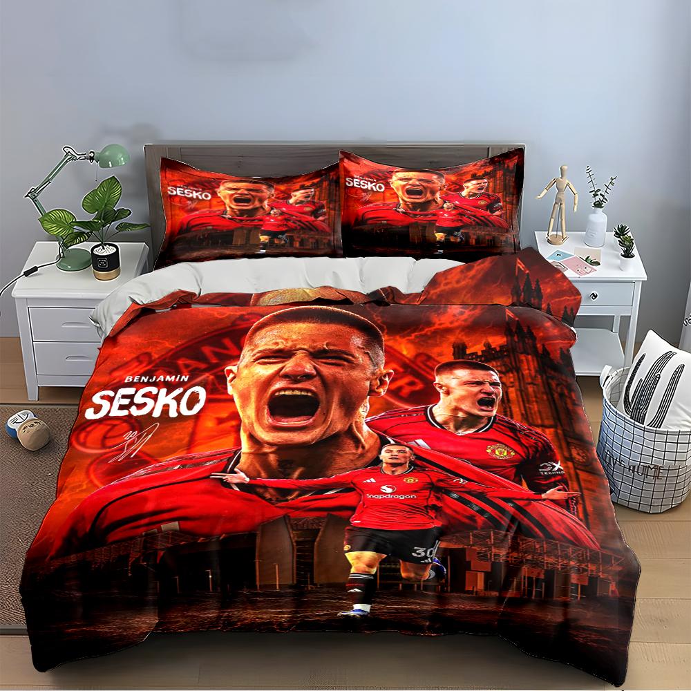 "Red Football Hero Design" Bedding set (1 duvet cover, 2 pillowcases, duvet not included)