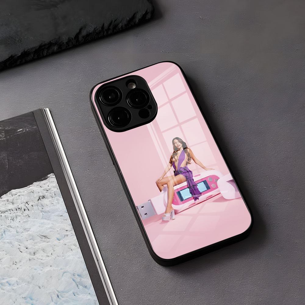 Чехол для телефона E-Emilia M-Mernes Singer для IPhone 17 Air 16 E Pro Max 15 14 13 Mini 12 Pro 11 Max Plus Черная стеклянная крышка