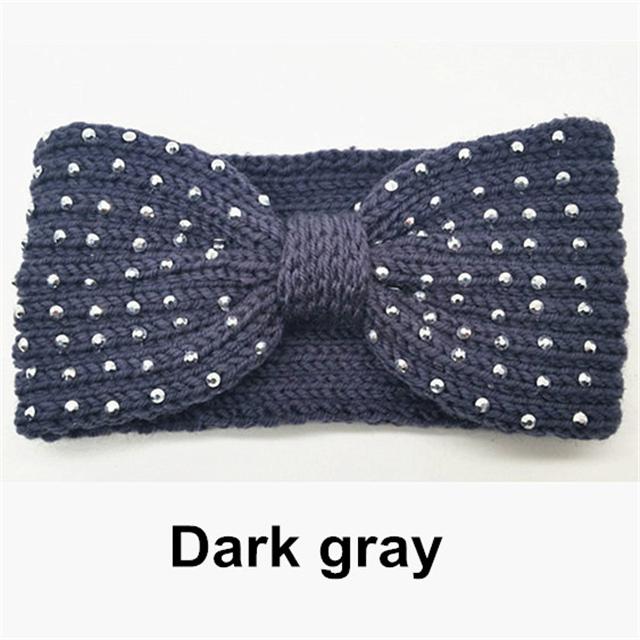 Зимние вязаные повязки на голову для женщин. Теплая повязка на голову крючком со стразами. Шерстяные теплые повязки для волос. Широкий головной убор в виде тюрбана. Модные аксессуары для волос.