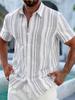 Printed Design - Not Textured] 2026 Summer New Arrival Men's Plus Size Shirt Comfortable Casual Top - New Summer Men's Short Sleeve Shirt - Striped