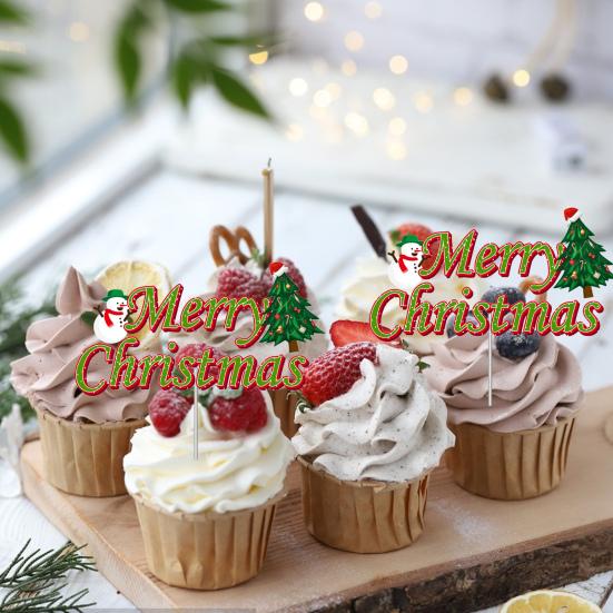 1 Set Cake Topper Exquisite Christmas Hanging Flag Festive Cake Inserts for Holiday Parties Decorations