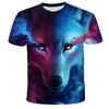 European and American Trendy New Animal Wolf Cool 3D Digital Printed Pattern Street Style Men's Casual T-shirt