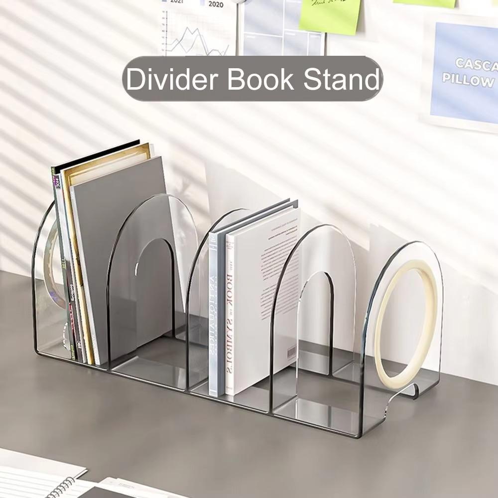 Save Space Handle Bookends Transparent Divider Book Stand Minimalism Desk Storage Rack
