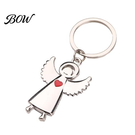 Zinc Alloy Key Holder Angel Keychain for Women Men, Love Heart Lightweight Pendant Car Ring, Handbags Charm Decorative Accessories Shape