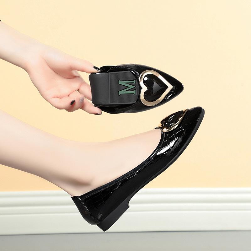 Мода Низкий каблук Элегантный острый нос Офис Милые плоские туфли на плоской подошве Женская обувь Обувь для отдыха Простые для беременных Мягкая кожа Мелкая повседневная