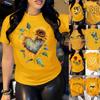 Европейская и американская женская желтая футболка с коротким рукавом и рисунком