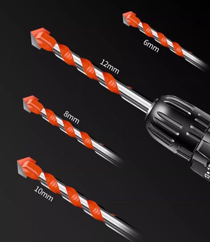 Набор твердосплавных ударных сверл Многофункциональные сверла с треугольным хвостовиком 3-12 мм для сверления стекла, плитки, керамики, бетона, кирпича