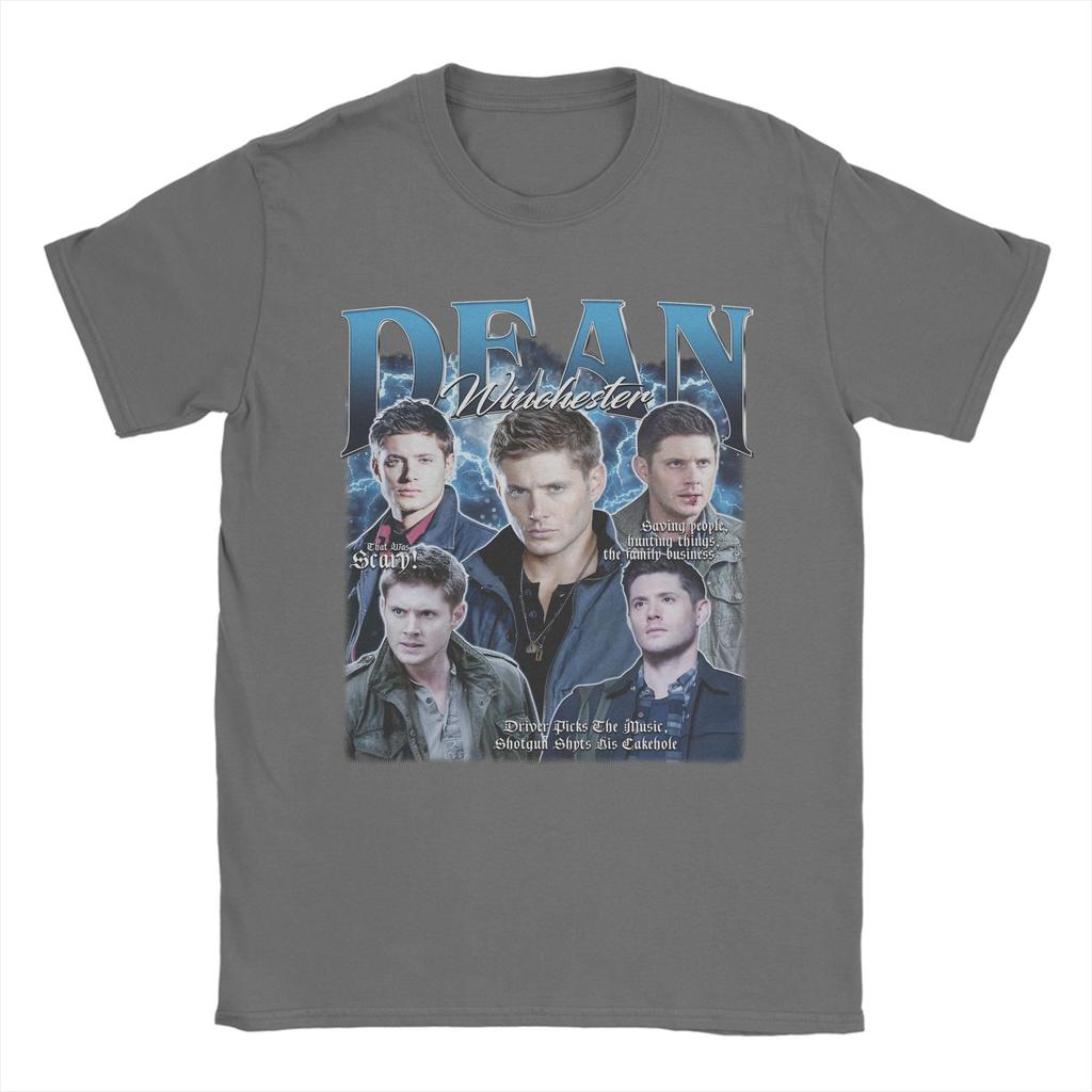 Мужские футболки Dean Winchester Supernatural Хлопковая одежда Повседневные футболки с коротким рукавом и круглым вырезом Идея для подарка Футболка