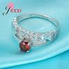 New Arrival Red Zircon Crystal Rings 925 Sterling Silver Wide Summer Style Band Ring Jewelry Bague Bijoux